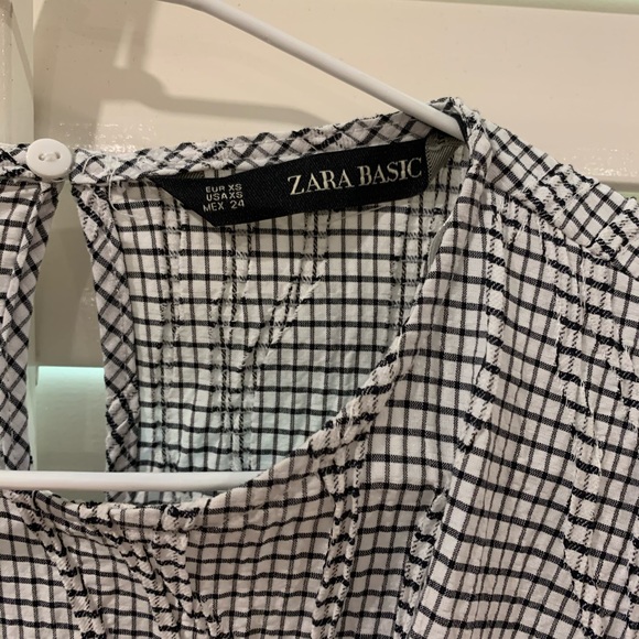 Zara Creased Effect Checkered Dress with Bow - Picture 7 of 14